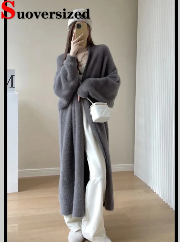 Imitate Mink Knit Long Casual Loose Cardigan Spring Fall Outwear Korean Fashion Sweater Jacket Knitwear Women Elegant New Coat
Imitate Mink Knit Long Casual Loose Cardigan Spring Fall Outwear Korean Fashion Sweater Jacket Knitwear Women Elegant New Coat