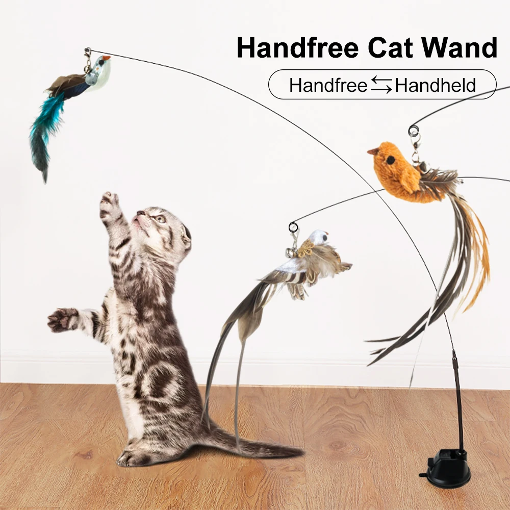 Handfree Bird/Feather Cat Wand with Bell Powerful Suction Cup Relax Interactive Toys for Cats Kitten Hunting Exercise PetProduct
Handfree Bird/Feather Cat Wand with Bell Powerful Suction Cup Relax Interactive Toys for Cats Kitten Hunting Exercise PetProduct