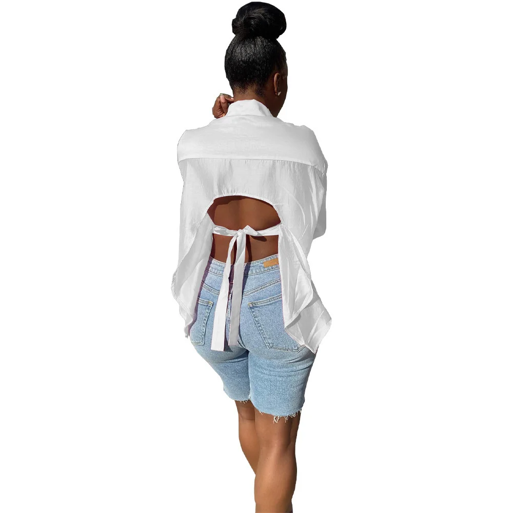 2023 New Solid Young Academy Girl Style fashion women's sexy backless bow tie Shirt Top summer shirts for women
2023 New Solid Young Academy Girl Style fashion women's sexy backless bow tie Shirt Top summer shirts for women