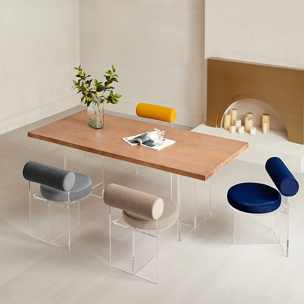 zq Nordic long wooden dining set acrylic base modern restaurant table for 8 people
zq Nordic long wooden dining set acrylic base modern restaurant table for 8 people
