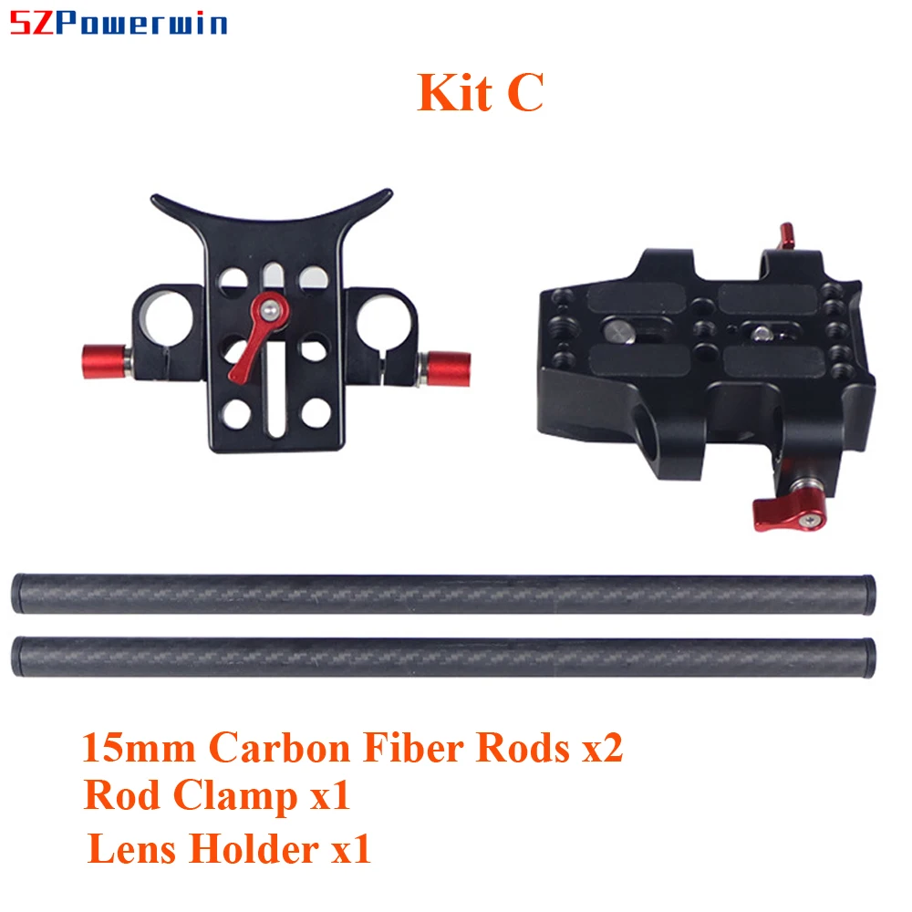 

Powerwin CNC 15mm Carbon Rods Dual Holes Rail Clamp DSLR Camera Base Quick Release Plate Lens Holder Cage Follow Focus Slider