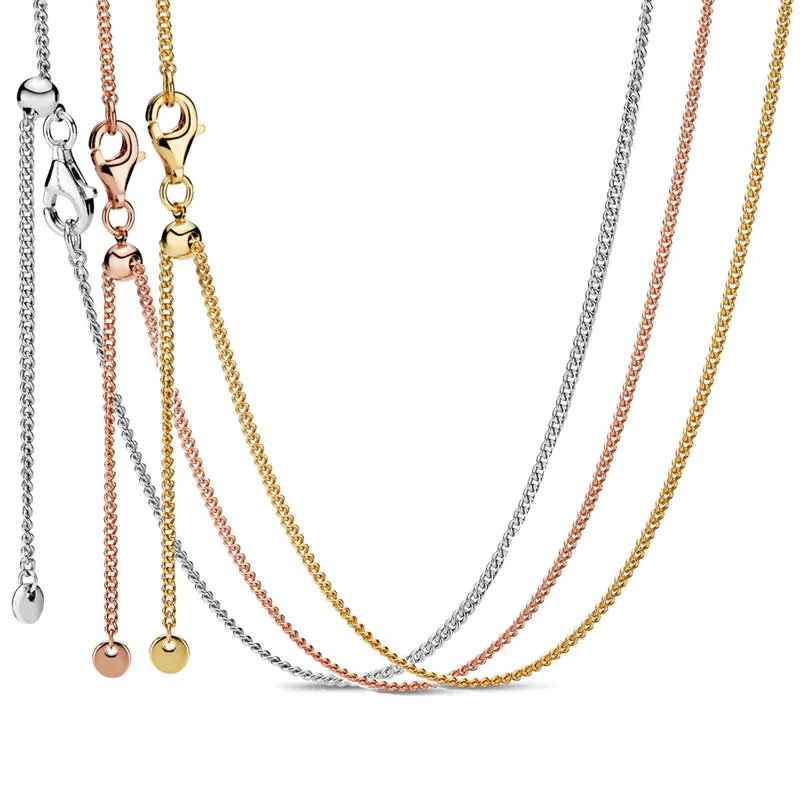 Authentic 925 Sterling Silver Rose Gold Curb Sliding Clasp Chain Adjust Basic Necklace For Women Bead Charm Diy Fashion Jewelry
Authentic 925 Sterling Silver Rose Gold Curb Sliding Clasp Chain Adjust Basic Necklace For Women Bead Charm Diy Fashion Jewelry