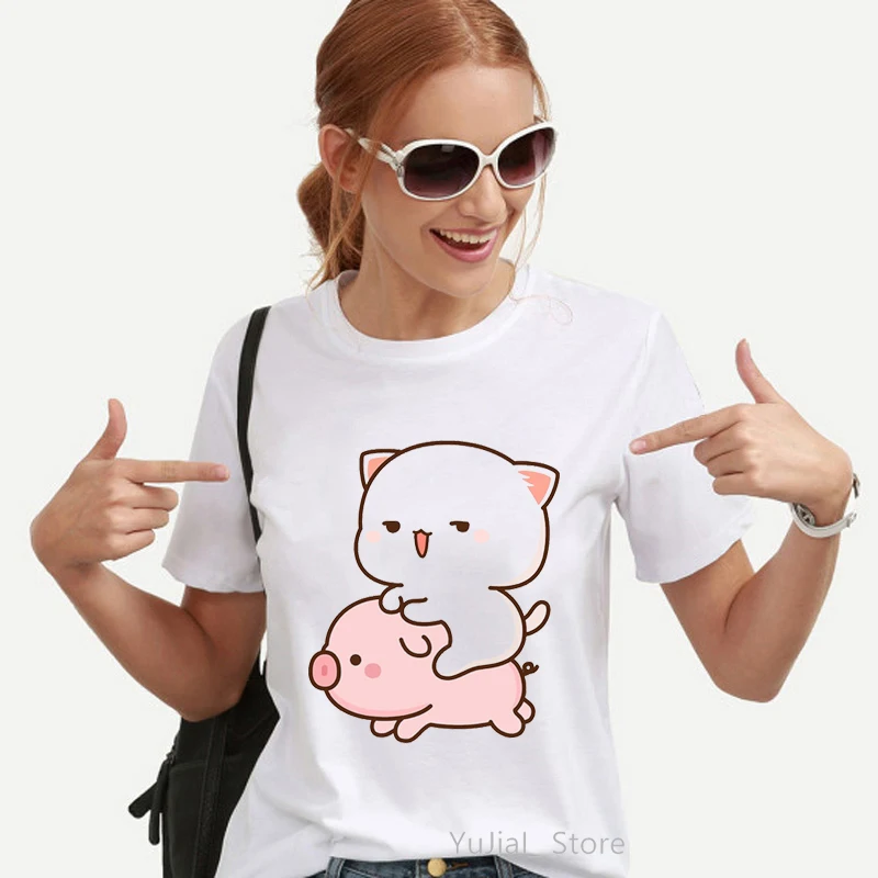 Kawaii Women'S Clothing Peach And Goma Mochi Cat Cartoon Print Tshirt Femme Korean Style Clothes Harajuku T Shirt Tops
Kawaii Women'S Clothing Peach And Goma Mochi Cat Cartoon Print Tshirt Femme Korean Style Clothes Harajuku T Shirt Tops