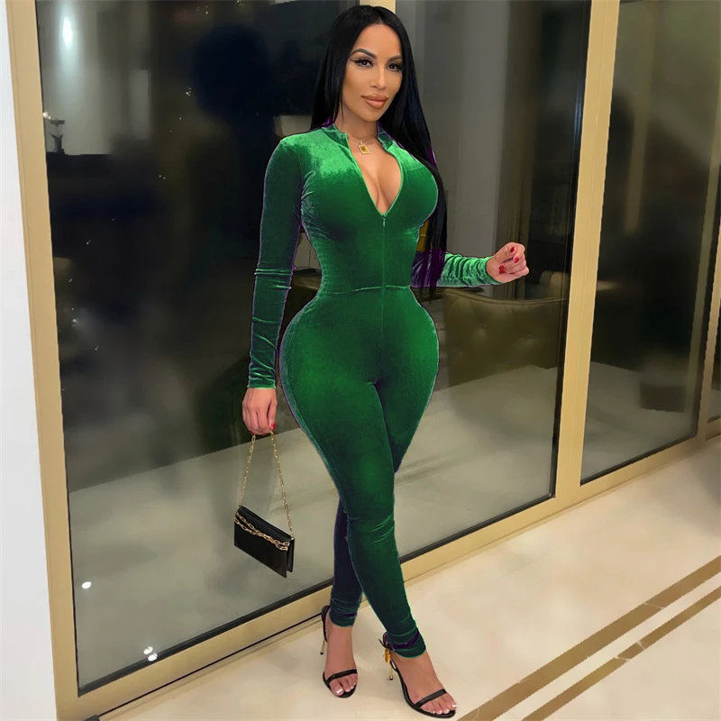 Fashion Velvet Tracksuits Jumpsuit Women Sexy Zipper V Neck Long Sleeve Skinny Overalls Fashion Casual Streetwear Fall Rompers
Fashion Velvet Tracksuits Jumpsuit Women Sexy Zipper V Neck Long Sleeve Skinny Overalls Fashion Casual Streetwear Fall Rompers