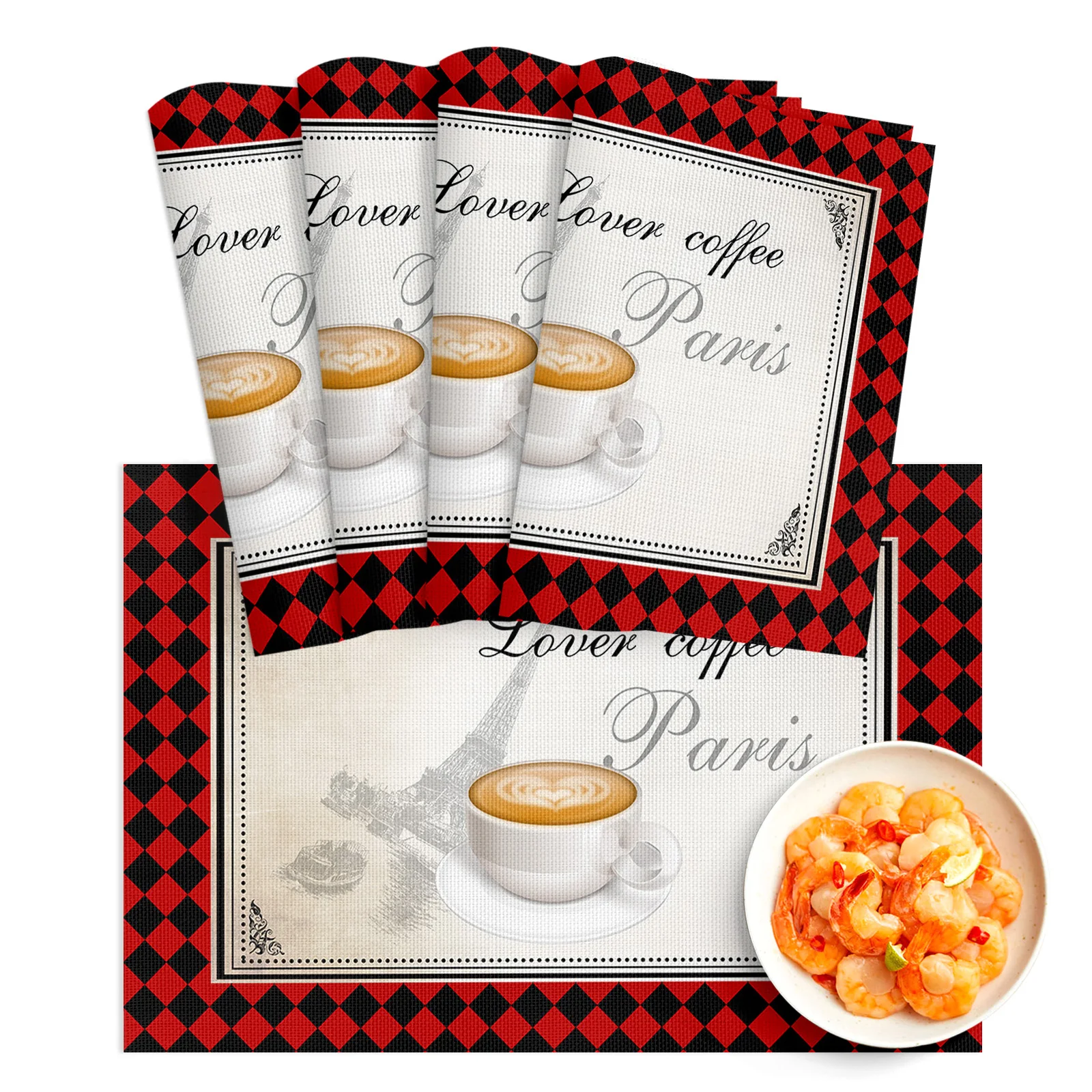 4/6pcs Placemat Plaid Coffee Eiffel Tower Love Restaurant Kitchen Accessories PVC Dining Table Mats Disc Bowl Coaster Pad
4/6pcs Placemat Plaid Coffee Eiffel Tower Love Restaurant Kitchen Accessories PVC Dining Table Mats Disc Bowl Coaster Pad
