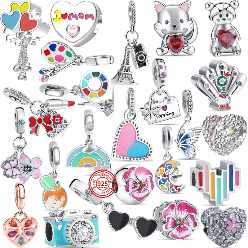 925 Silver Palette Brush Rainbow Butterfly Flowers Bow Handbag Pink Beads Fit Original Brand Charms Bracelet Women Jewelry DIY 
925 Silver Palette Brush Rainbow Butterfly Flowers Bow Handbag Pink Beads Fit Original Brand Charms Bracelet Women Jewelry DIY