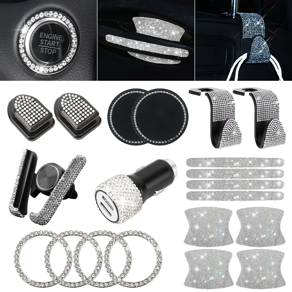 20Pcs Bling Car Interior Accessories for Women Rhinestone Accessories Set Car Phone Holder Car Charger Hook Cup Pad Handle Guard
20Pcs Bling Car Interior Accessories for Women Rhinestone Accessories Set Car Phone Holder Car Charger Hook Cup Pad Handle Guard
