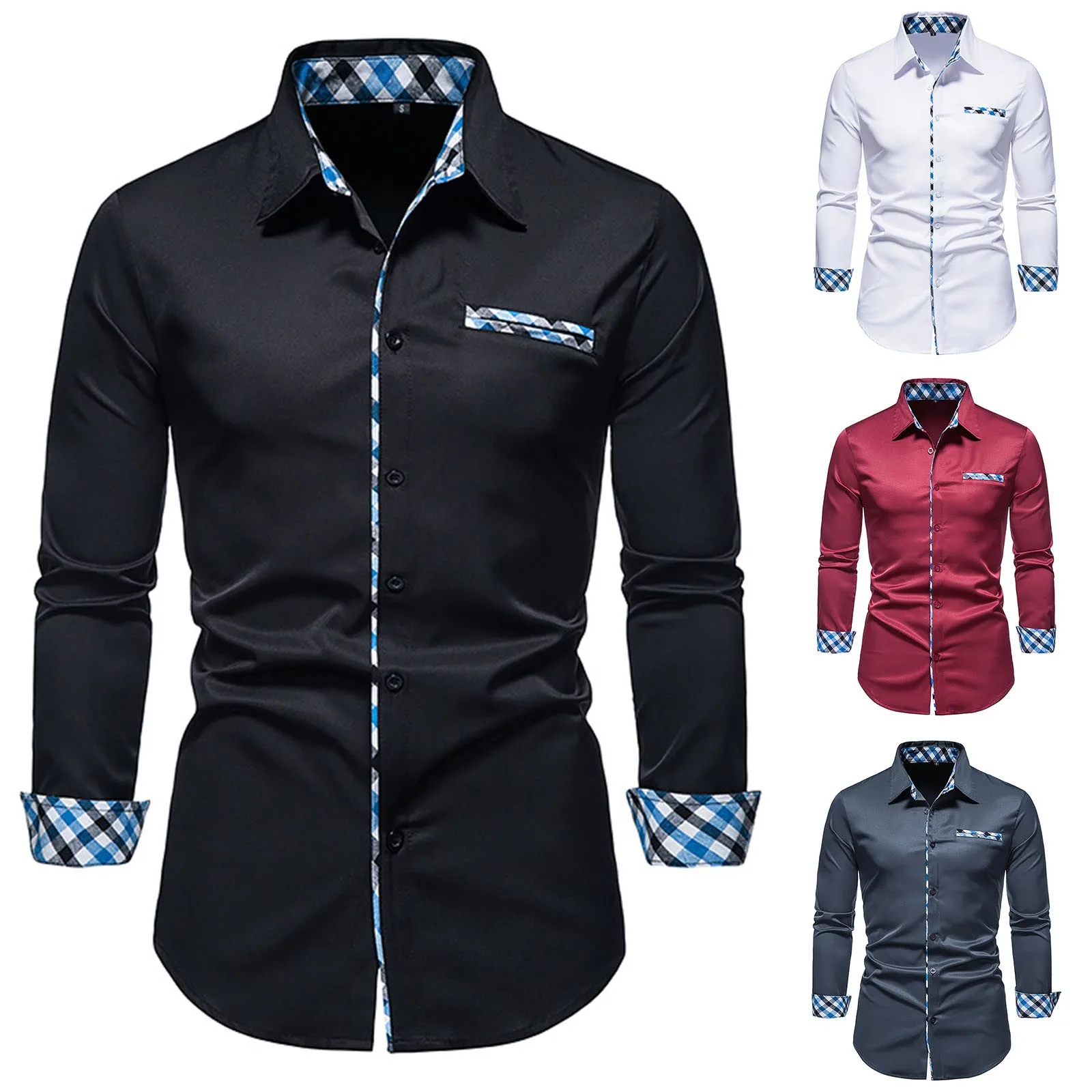 Men's Autumn And Winter Casual Plaid Stitching Long-sleeved Lapel Shirt Mens Pocket T Shirts Multiple Pack
Men's Autumn And Winter Casual Plaid Stitching Long-sleeved Lapel Shirt Mens Pocket T Shirts Multiple Pack