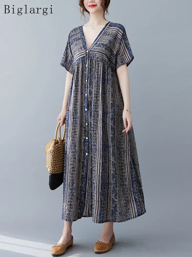 Oversized Print Loose Dress Summer Woman Large Size Casual Korea Ladies Womens Dresses Women Vintage Cotton Hemp Long Dress
Oversized Print Loose Dress Summer Woman Large Size Casual Korea Ladies Womens Dresses Women Vintage Cotton Hemp Long Dress