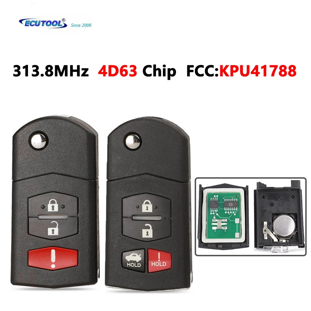 ECUTOOL 3/4Buttons Car Smart Remote Key For Mazda 6 Sedan RX-8 2005 2006 2007 2008 Key Fob 313.8MHz 4D63 Chip KPU41788
ECUTOOL 3/4Buttons Car Smart Remote Key For Mazda 6 Sedan RX-8 2005 2006 2007 2008 Key Fob 313.8MHz 4D63 Chip KPU41788