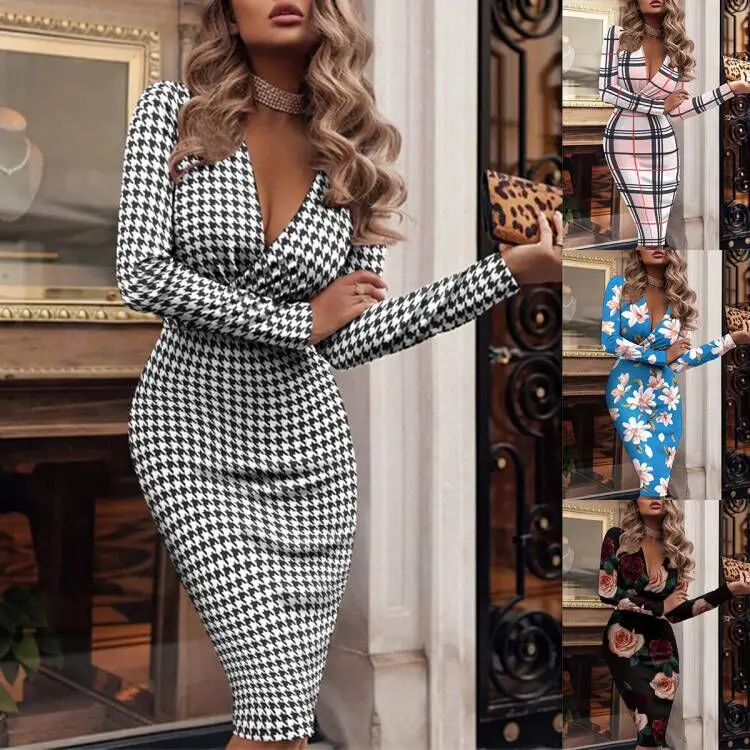 2022 New woman dress Printing Sheath V-Neck sexy bodycon dresses for women elegant office lady dress
2022 New woman dress Printing Sheath V-Neck sexy bodycon dresses for women elegant office lady dress
