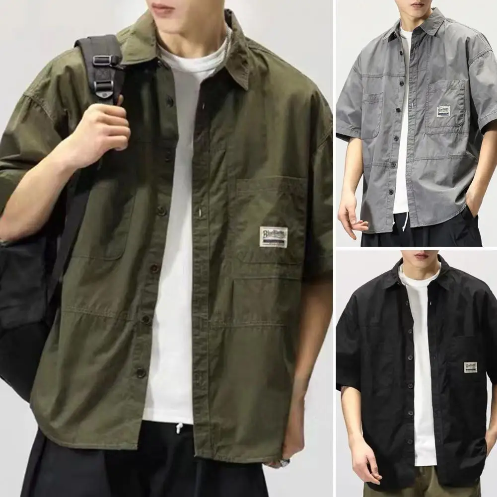 Solid Color Multi Pockets Summer Cargo Shirt Turn-down Collar Hip Hop Buttons Men Shirt Cool Breathable Single-breasted Men Top
Solid Color Multi Pockets Summer Cargo Shirt Turn-down Collar Hip Hop Buttons Men Shirt Cool Breathable Single-breasted Men Top