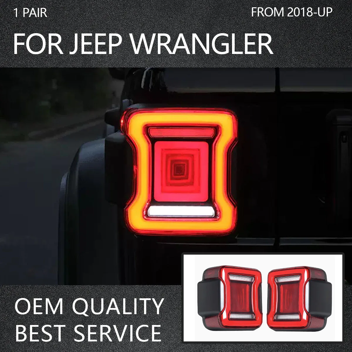 LED Lights Tail Light For Jeep Wrangler 2018-Up Taillights Full LED Tail Lamp With Sequential Tunnel Dynamic Style
LED Lights Tail Light For Jeep Wrangler 2018-Up Taillights Full LED Tail Lamp With Sequential Tunnel Dynamic Style