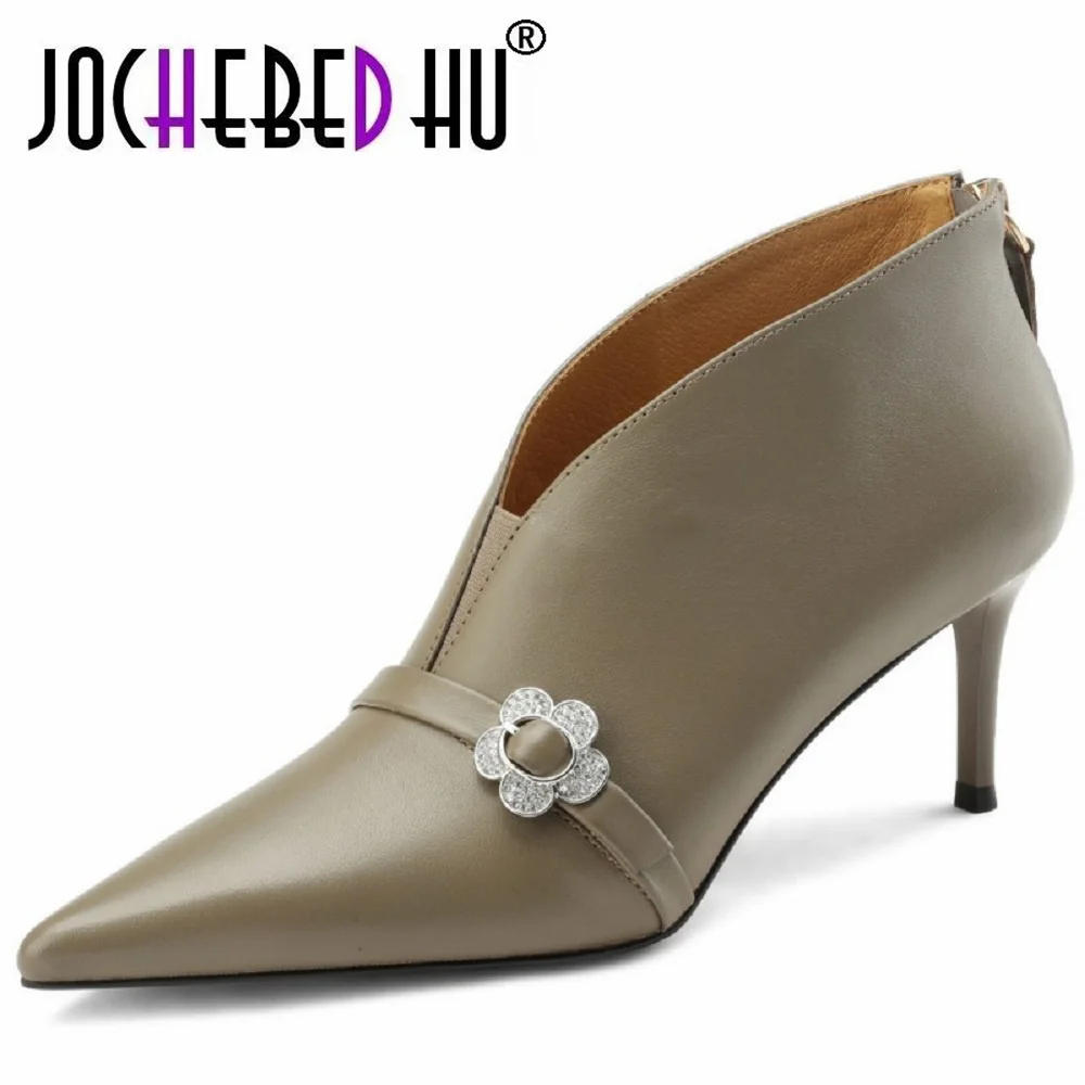 【JOCHEBED HU】Sexy High Heel Women Genuine Leather Modern Pointed Toe Slip-on Party Shoes Thin Heels Short Female
【JOCHEBED HU】Sexy High Heel Women Genuine Leather Modern Pointed Toe Slip-on Party Shoes Thin Heels Short Female