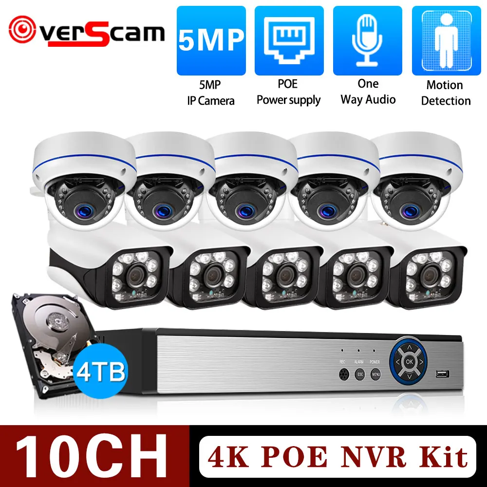 10CH 4K POE NVR Security Audio Camera System Outdoor Indoor Home HD 5MP IP Camera Video Surveillance Kit 8CH CCTV POE NVR Kits
10CH 4K POE NVR Security Audio Camera System Outdoor Indoor Home HD 5MP IP Camera Video Surveillance Kit 8CH CCTV POE NVR Kits
