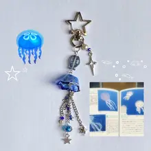 Sea Theme Inspired Keychains Blue Jellyfish Keyring