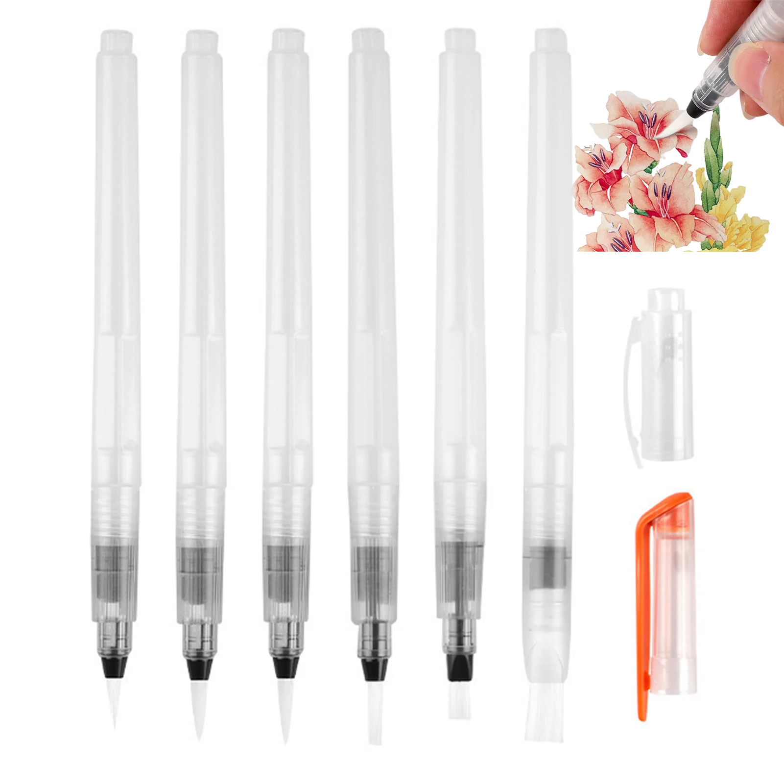 6pcs Gift Home School Reusable Artist Painting Drawing Flat Fine Tip Art Supplies Water Brush Pen For Watercolor Refillable
6pcs Gift Home School Reusable Artist Painting Drawing Flat Fine Tip Art Supplies Water Brush Pen For Watercolor Refillable