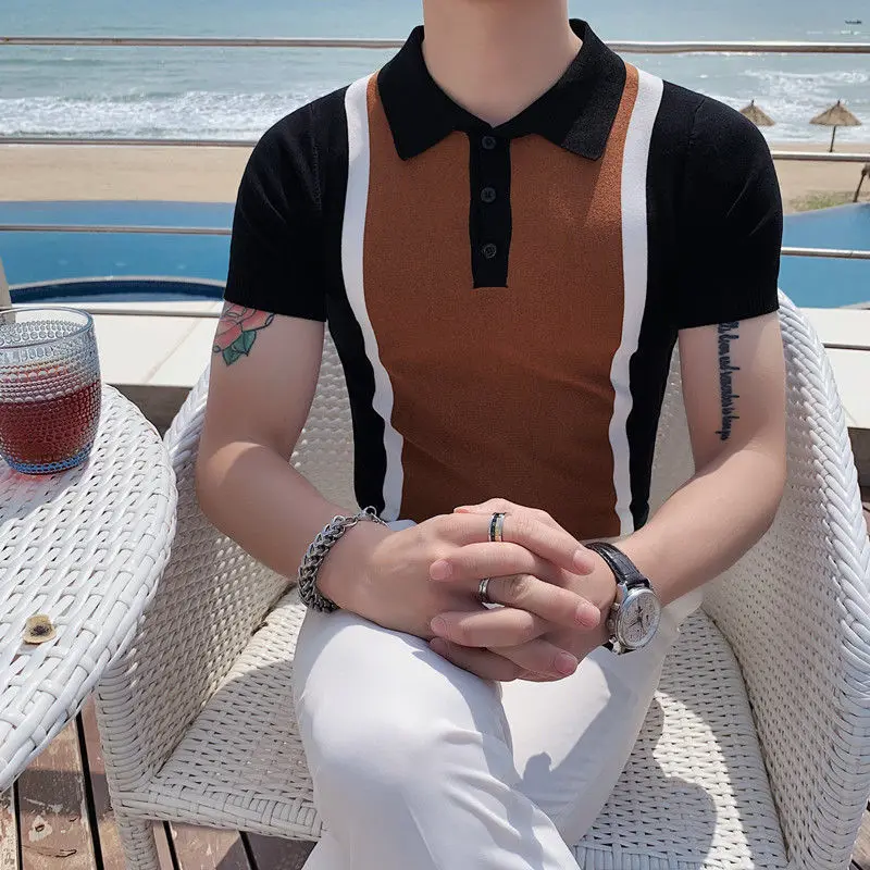 Men 2022 Summer New Print Patchwork Knit Polo Shirt Men Casual Button Lapel Pullover Tops Male Short Sleeve Slim Polo Shirt G02
Men 2022 Summer New Print Patchwork Knit Polo Shirt Men Casual Button Lapel Pullover Tops Male Short Sleeve Slim Polo Shirt G02