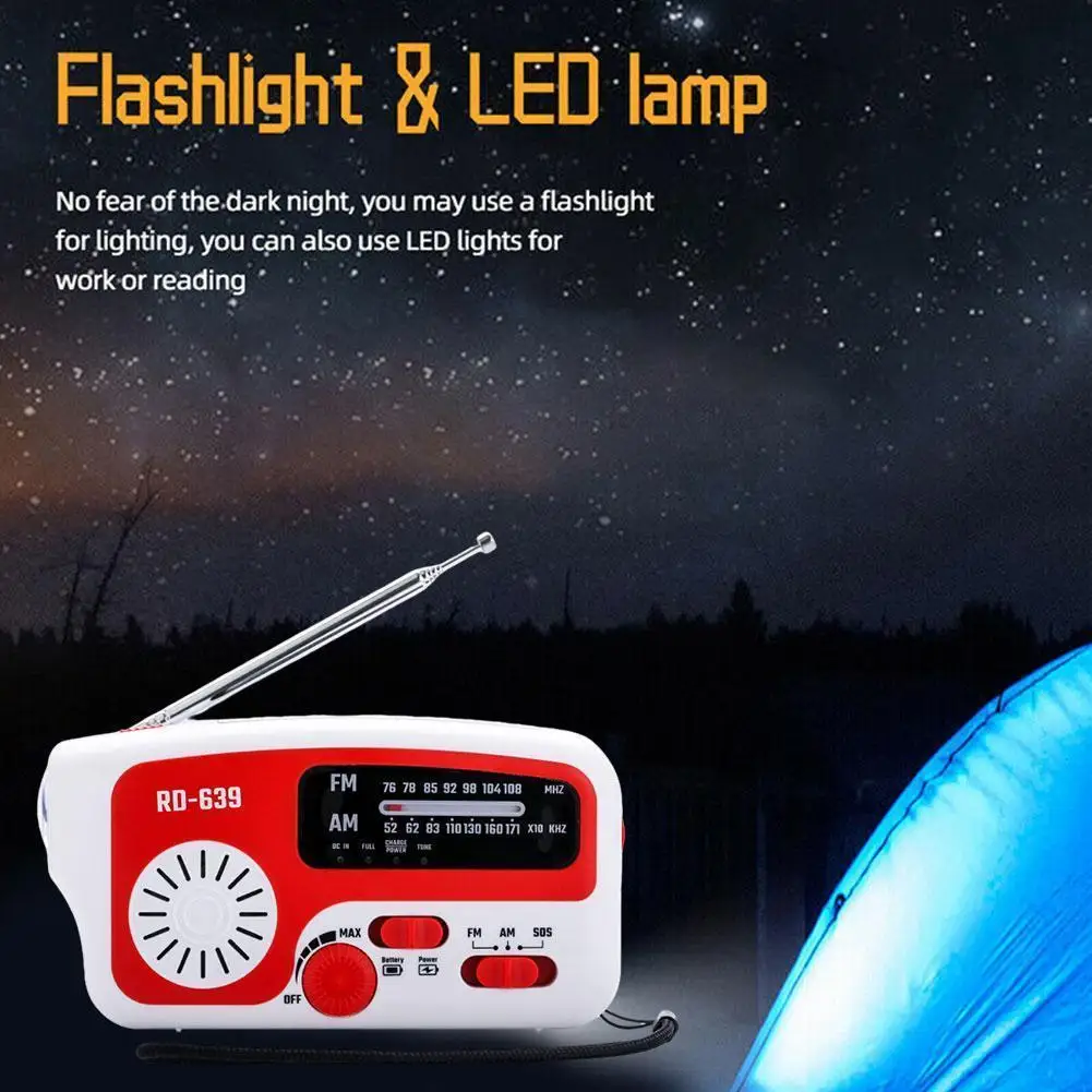 Emergency AM/FM Radio Solar Powered Hand Crank Phone Charger Multi-purpose LED Flashlight For Outdoor Camping L5T6
Emergency AM/FM Radio Solar Powered Hand Crank Phone Charger Multi-purpose LED Flashlight For Outdoor Camping L5T6