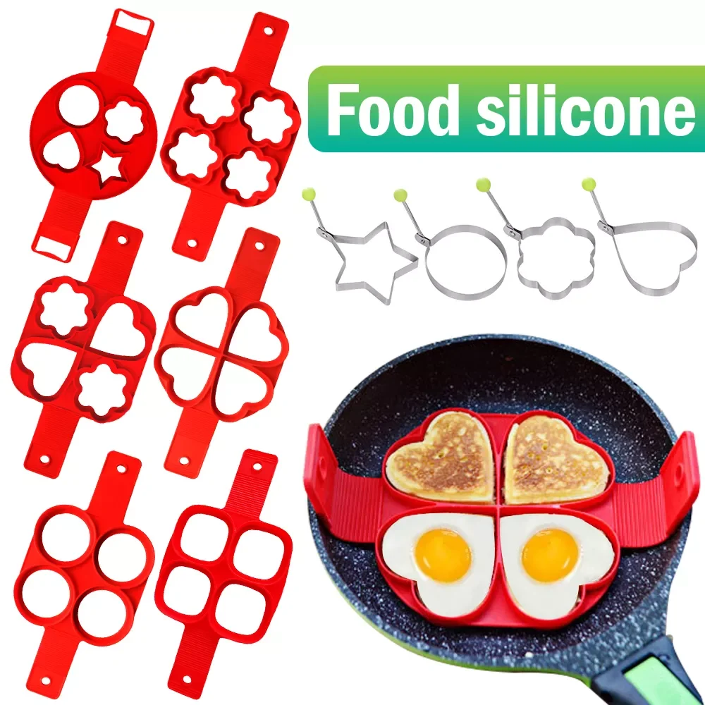 

Silicone Egg Ring Pancake Maker Mould Reusable Nonstick Fried Egg Shaper Omelette Moulds for Kitchen Baking Cooking Accessories