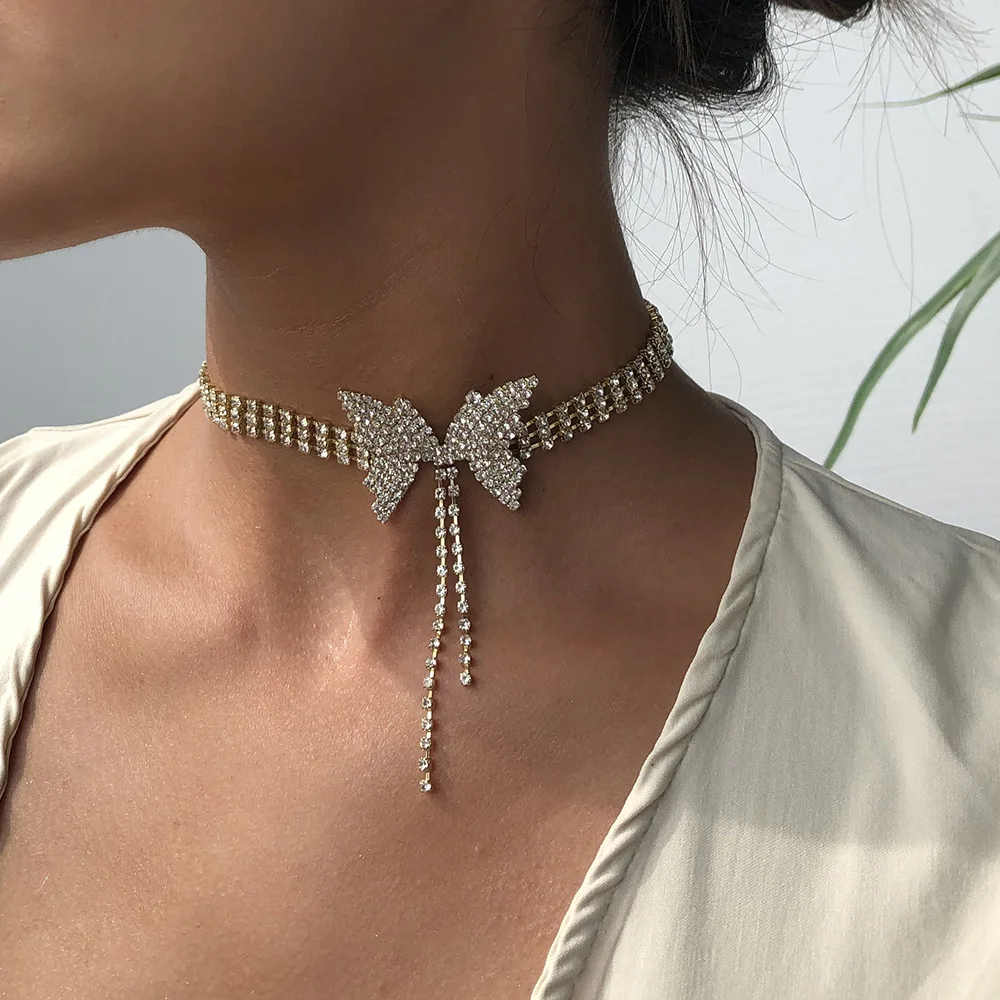 Fashion Butterfly Rhinestone Inlaid Gold Silvery Claw Chain Necklace Choker Clavicle Chain For Women Shiny Collar Jewelry Gifts
Fashion Butterfly Rhinestone Inlaid Gold Silvery Claw Chain Necklace Choker Clavicle Chain For Women Shiny Collar Jewelry Gifts