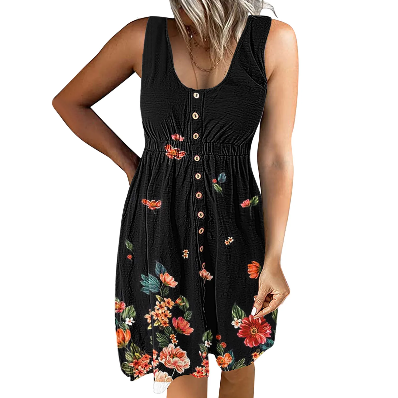 Women Casual Summer Sleeveless Vest Dress With Pockets V Neck For Beach Dresses Women Dresses Casual 
Women Casual Summer Sleeveless Vest Dress With Pockets V Neck For Beach Dresses Women Dresses Casual
