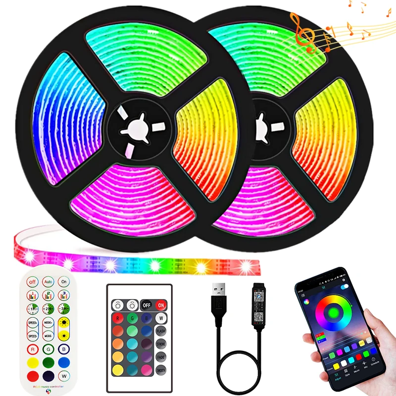 5050 Luces 2835 USB 5V LED Strip Light RGB Flexible Diode Lamp Tape Bluetooth Remote Festival lighting Party Bedroom Decoration
5050 Luces 2835 USB 5V LED Strip Light RGB Flexible Diode Lamp Tape Bluetooth Remote Festival lighting Party Bedroom Decoration