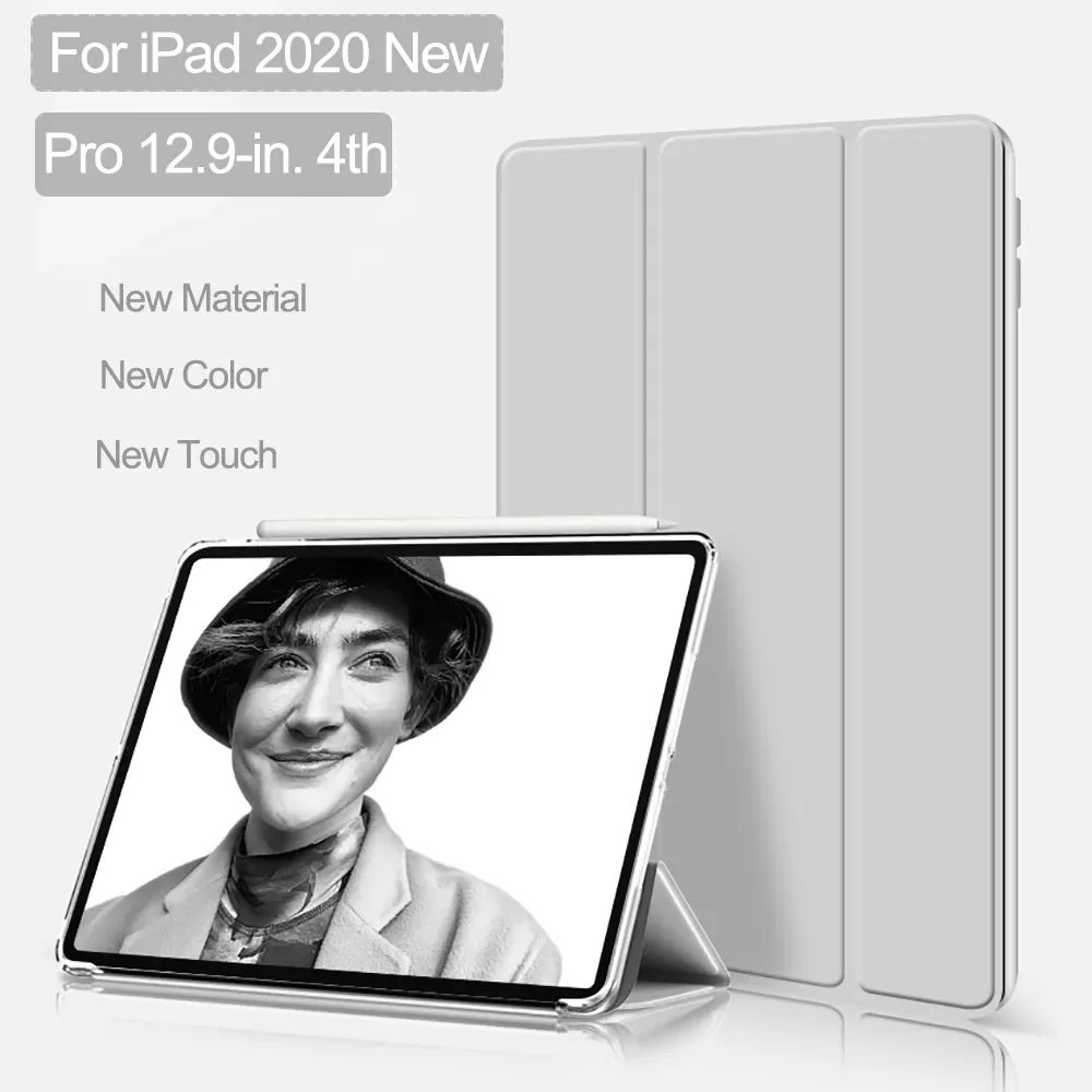 Smart Case For iPad Pro 12.9 inch PU Case 4th Gen 2020 New A2229 with Awake Fast charge Face ID Matte Transparent PVC back Cover
Smart Case For iPad Pro 12.9 inch PU Case 4th Gen 2020 New A2229 with Awake Fast charge Face ID Matte Transparent PVC back Cover