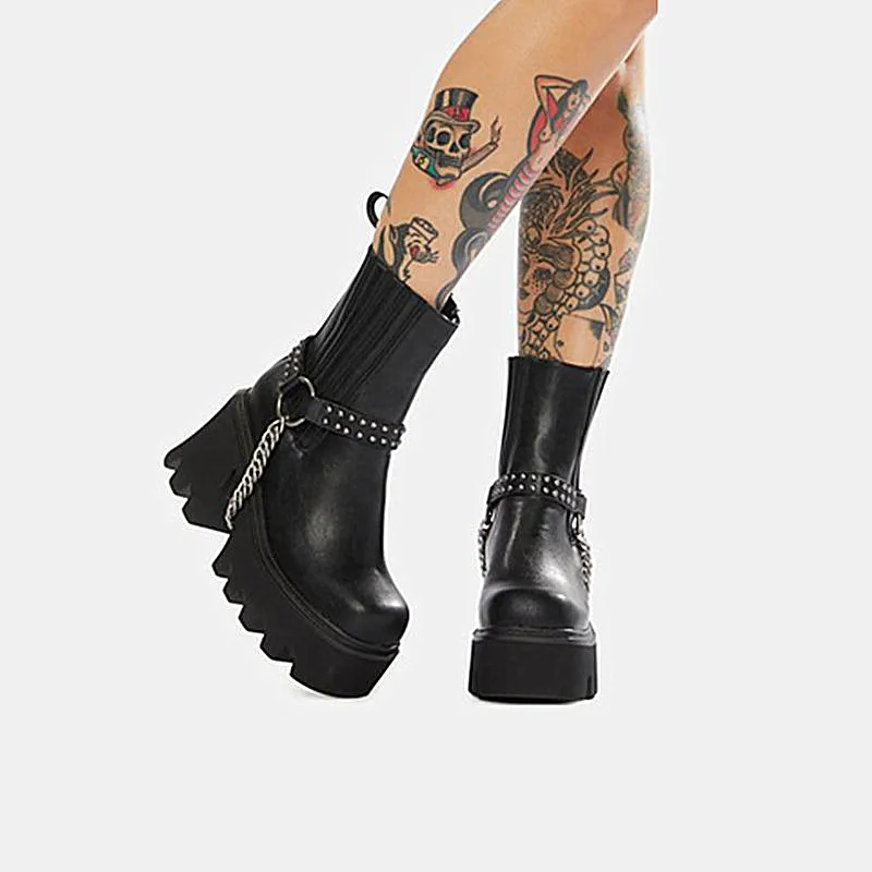 Winter Platform Woman Boots Metal Chain Boots Black Chunky Heels Martin Shoes Women Fashion Casual Boots Slip On Shoes Outside
Winter Platform Woman Boots Metal Chain Boots Black Chunky Heels Martin Shoes Women Fashion Casual Boots Slip On Shoes Outside