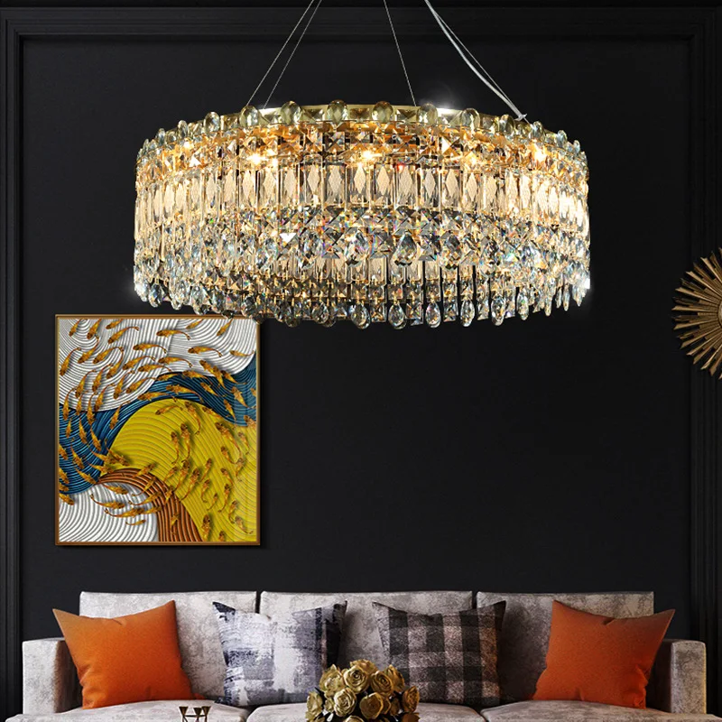 Post Modern Round Golden Luxury Crystal Chandelier Hanging Light Fashion Simple Lampen Luminaire Living Room For Ceiling
Post Modern Round Golden Luxury Crystal Chandelier Hanging Light Fashion Simple Lampen Luminaire Living Room For Ceiling