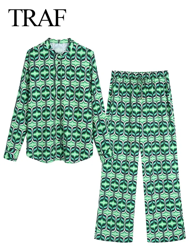 TRAF Fashion Women Shirt Suit Long-sleeved Single-breasted Printing Top + Vintage Elastic Waist Drawstring Straight-leg Pants
TRAF Fashion Women Shirt Suit Long-sleeved Single-breasted Printing Top + Vintage Elastic Waist Drawstring Straight-leg Pants