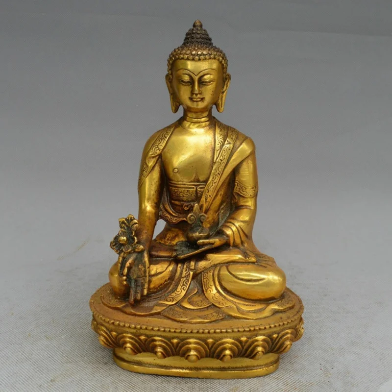 

7,9 "Тибетский буддизм Бронзовая позолоченная статуя Будды sakyamuni Sakyamuni медицина