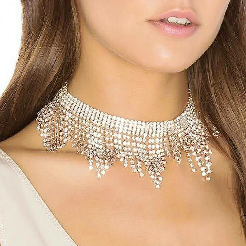 Luxury Crystal Choker Necklace For Women Trendy Rhinestone Tassel Necklace Jewelry Party Accessories Collier Femme Gift
Luxury Crystal Choker Necklace For Women Trendy Rhinestone Tassel Necklace Jewelry Party Accessories Collier Femme Gift
