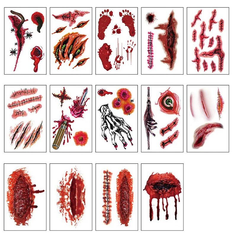 1 Sheet Halloween Scar Tattoo Stickers Party Funny Scary Bloody Knife Scar Tattoo Simulation Wound Scratches Blood Stickers
1 Sheet Halloween Scar Tattoo Stickers Party Funny Scary Bloody Knife Scar Tattoo Simulation Wound Scratches Blood Stickers
