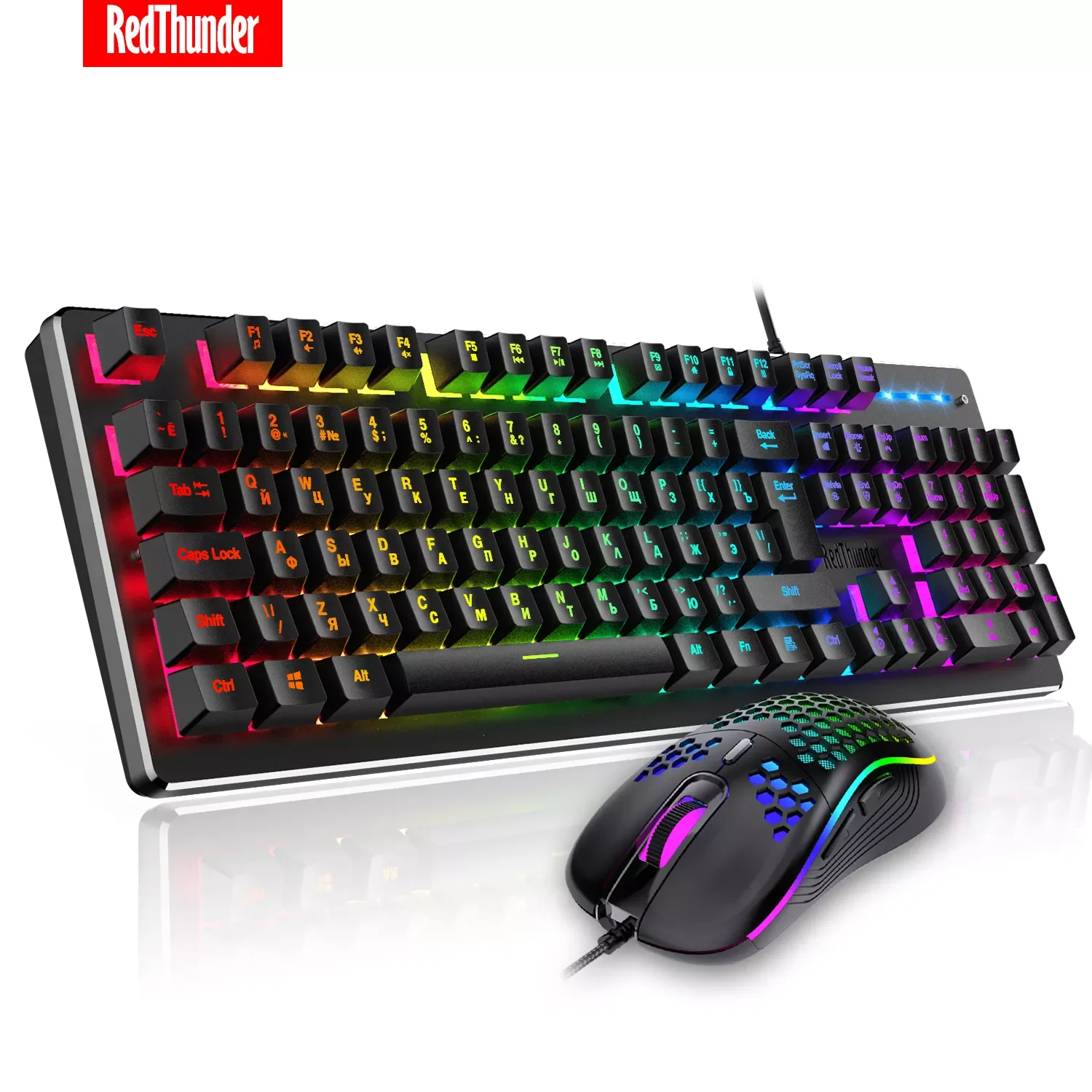 RedThunder K800 RGB Gaming Keyboard and Mouse, Sim-Mechanical Metal Cover, 6400DPI 7 Programmable Button for PC RU ES FR
RedThunder K800 RGB Gaming Keyboard and Mouse, Sim-Mechanical Metal Cover, 6400DPI 7 Programmable Button for PC RU ES FR