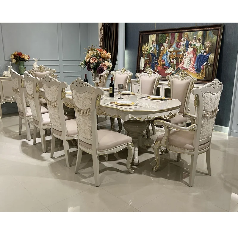European style solid wood dining table rectangular large family cloth dining table and chair combination simple neoclassical 8-p
European style solid wood dining table rectangular large family cloth dining table and chair combination simple neoclassical 8-p