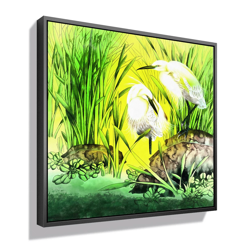 Forbeauty painting two bird in the swamp for home decor 
Forbeauty painting two bird in the swamp for home decor