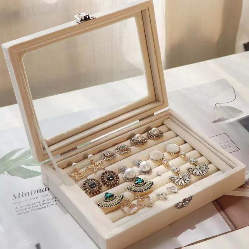 Dustproof Flip Jewelry Display Tray Velvet Jewelry Storage Box Pallet Women's Rings Earrings Desktop Storage Manager Organizer
Dustproof Flip Jewelry Display Tray Velvet Jewelry Storage Box Pallet Women's Rings Earrings Desktop Storage Manager Organizer