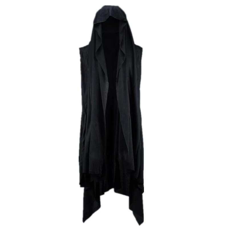 

Shirt Singer Stage Gothic Sleeveless Men Oversize Costume Men Cape Long Hiphop Punk Cardigan Vest Nightclub Cloak