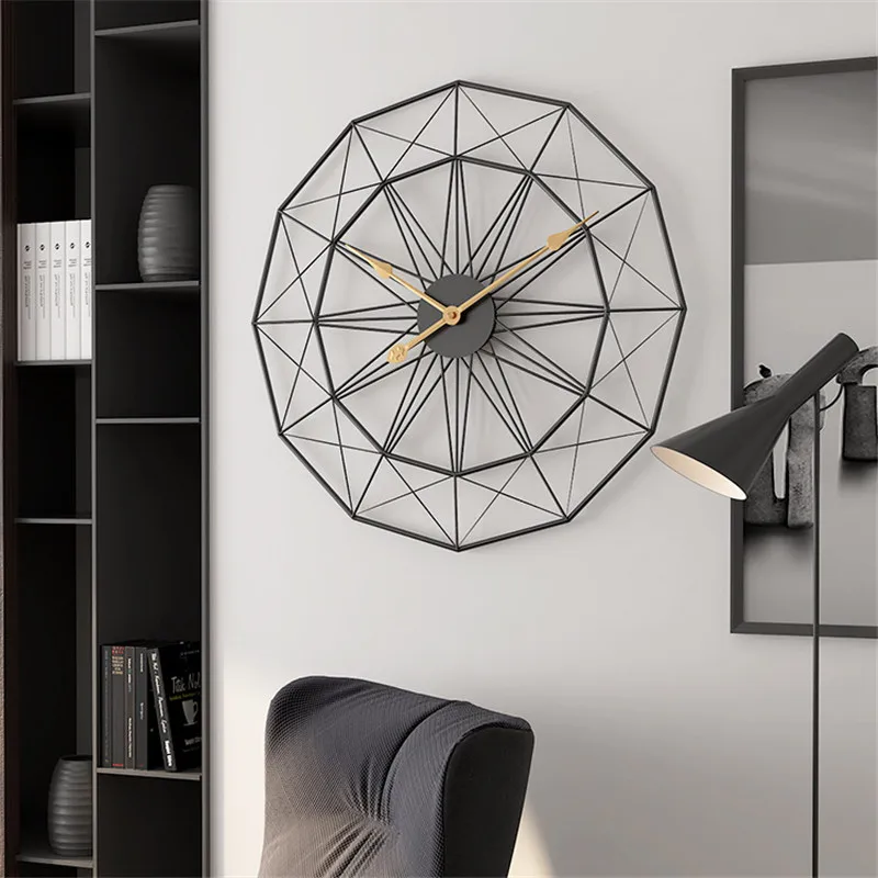 

Современные промышленные настенные большие украшения, винтажные офисные геометрические часы для комнаты и дома, дизайнерские подвесные железные часы 50 см