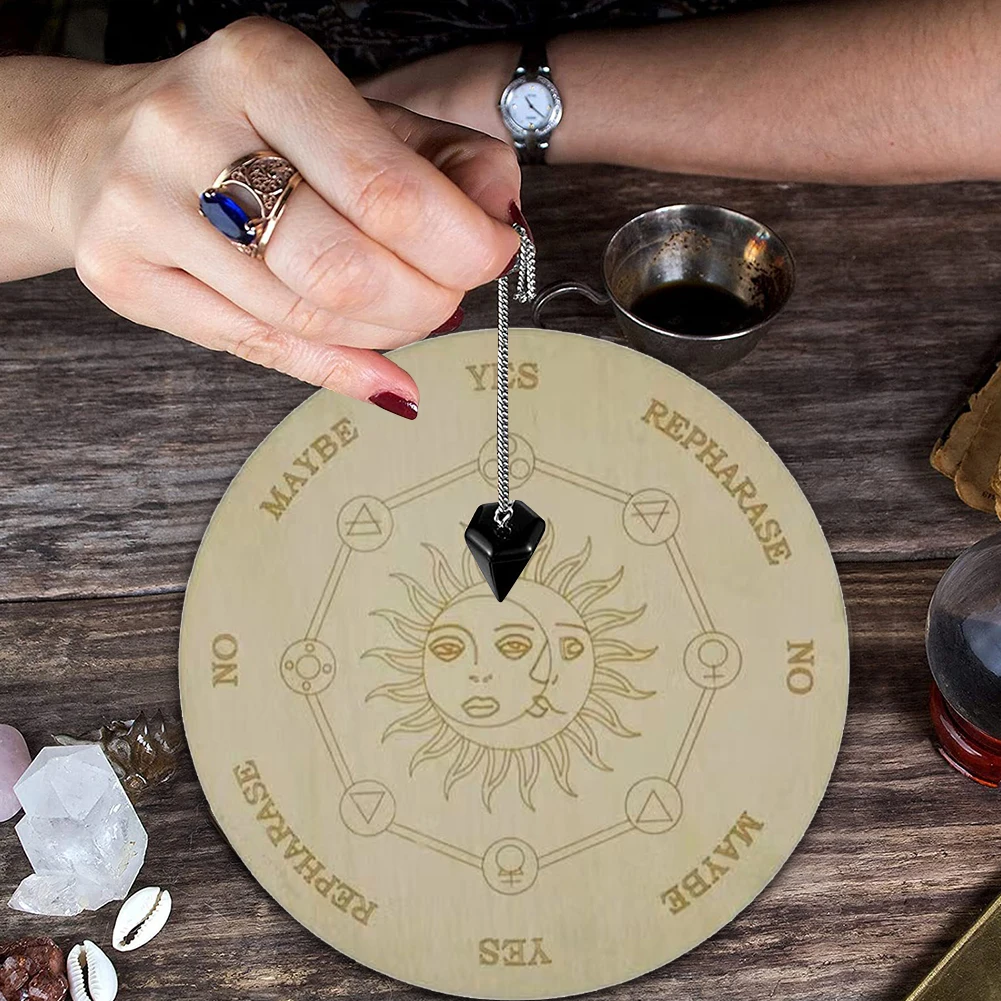 Wooden Pendulum Board with Moon Sun Star Divination Energy Carven Plate Healing Meditation Board Metaphysical Altar Ornaments
Wooden Pendulum Board with Moon Sun Star Divination Energy Carven Plate Healing Meditation Board Metaphysical Altar Ornaments