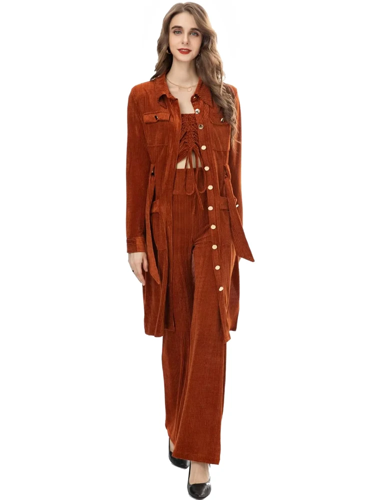Designer New Autumn Women's Three Piece Suit High Quality Long Sleeve Coat Tops Casual Pants Vintage Elegant Fashion Party Suit
Designer New Autumn Women's Three Piece Suit High Quality Long Sleeve Coat Tops Casual Pants Vintage Elegant Fashion Party Suit