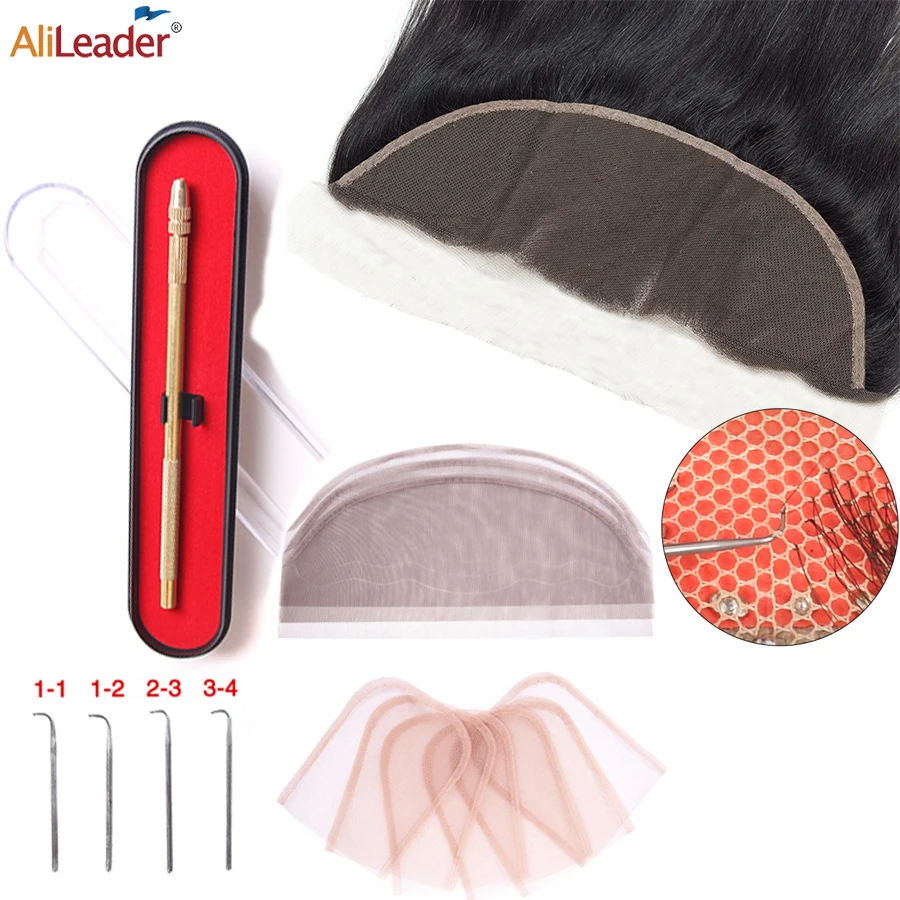 Фото Alileader DIY Инструменты для париков проветривающая игла 4x4 13x4 кружева закрытие базы
