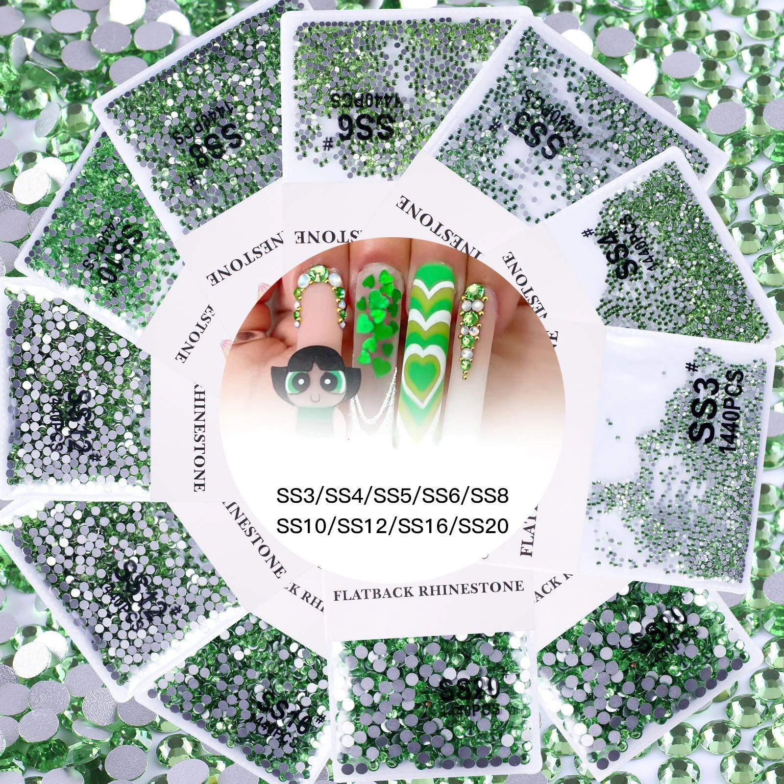 1440pcs Peridot Nail Diamond Flat Bottom Diy Green Appliques Glass Rhinestone Face Crystals Glass Strass Nail Charms Stickers
1440pcs Peridot Nail Diamond Flat Bottom Diy Green Appliques Glass Rhinestone Face Crystals Glass Strass Nail Charms Stickers