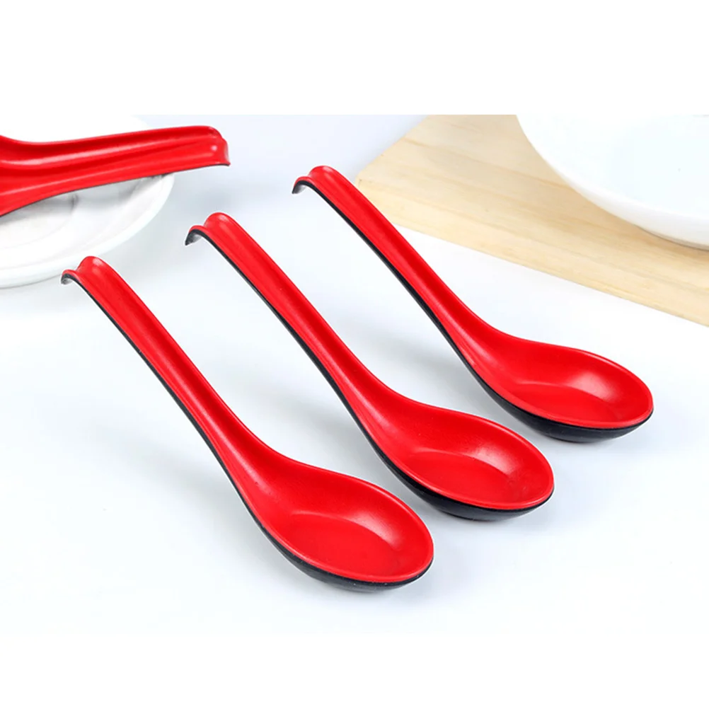 6PCS Unbreakable Soup Spoons Black and Red Handle Serving Spoon Noodle Soup Spoons Tasting Spoon for Home Restaurant
6PCS Unbreakable Soup Spoons Black and Red Handle Serving Spoon Noodle Soup Spoons Tasting Spoon for Home Restaurant