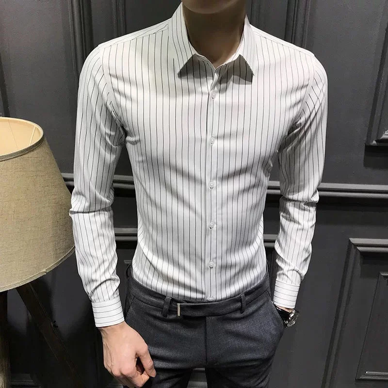 Spring and 2022 Autumn New Men's Fashion Casual Long-Sleeve Striped Blouse Tops Men Slim Business Casual High Quality Shirts T11
Spring and 2022 Autumn New Men's Fashion Casual Long-Sleeve Striped Blouse Tops Men Slim Business Casual High Quality Shirts T11