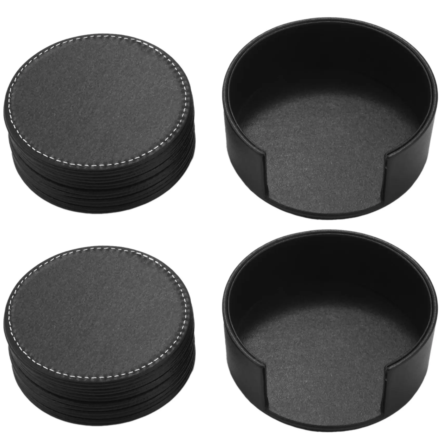 Set of 12 Leather Drink Coasters Round Cup Mat Pad for Home and Kitchen Use Black
Set of 12 Leather Drink Coasters Round Cup Mat Pad for Home and Kitchen Use Black