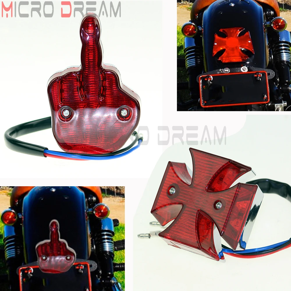 Custom Motorcycle License Plate Cross / Middle Finger Taillight Brake Stop Light Universal For Harley Chopper Bobber Cafe Racer
Custom Motorcycle License Plate Cross / Middle Finger Taillight Brake Stop Light Universal For Harley Chopper Bobber Cafe Racer