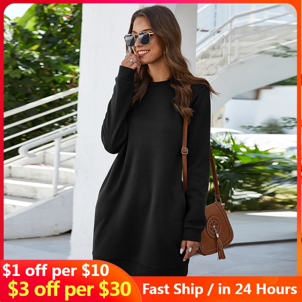 Winter Thicken Straight Sweatshirt Dress For Women Casual Long Sleeve O Neck Pullover Autumn Women's Dress Casual Party 2020
Winter Thicken Straight Sweatshirt Dress For Women Casual Long Sleeve O Neck Pullover Autumn Women's Dress Casual Party 2020