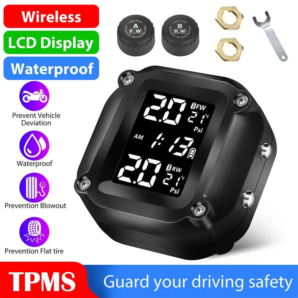 Motorcycle Tire Pressure Monitor Tyre Temperature Alarm Sensor Charging LCD USB Monitoring System Tire Display Pressure E4R1
Motorcycle Tire Pressure Monitor Tyre Temperature Alarm Sensor Charging LCD USB Monitoring System Tire Display Pressure E4R1